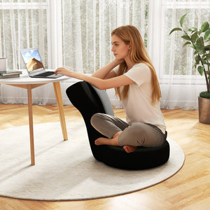Floor Comfy Gaming Leisure Chair with Adjustable Headrest and Backrest-Gray