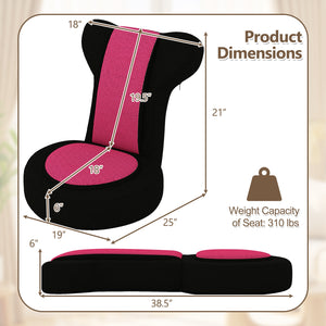 Floor Comfy Gaming Leisure Chair with Adjustable Headrest and Backrest-Pink