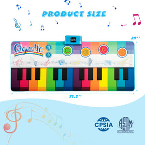 Floor Piano Dance Mat for Kids Musical Playmat with 8 Instrument Sounds