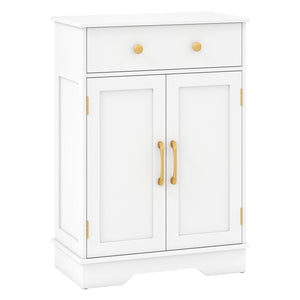 Floor Storage Cabinet with Doors Modern Buffet Sideboard with Drawer and Adjustable Shelf-White