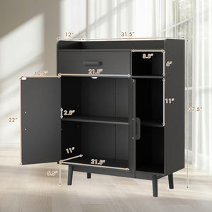 Floor Storage Cabinet Free Standing Cupboard Chest with 1 Drawer-Black