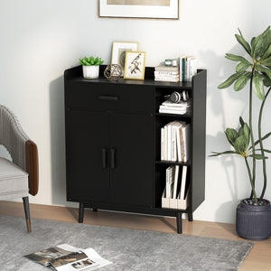 Floor Storage Cabinet Free Standing Cupboard Chest with 1 Drawer-Black