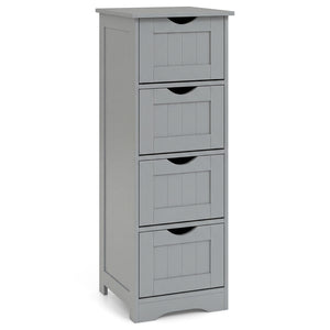 Floor Wooden Free Standing Storage Side Organizer for Bathroom-White