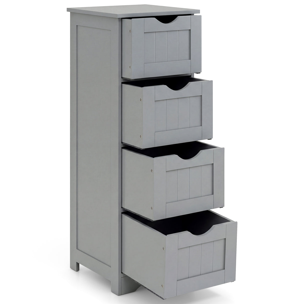 Floor Wooden Free Standing Storage Side Organizer for Bathroom-White