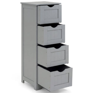 Floor Wooden Free Standing Storage Side Organizer for Bathroom-White