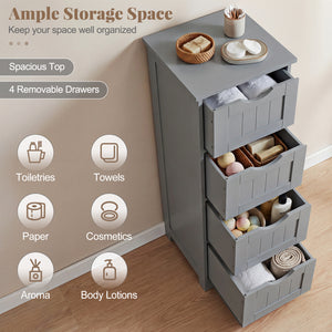 Floor Wooden Free Standing Storage Side Organizer for Bathroom-White
