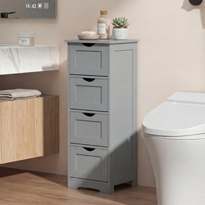 Floor Wooden Free Standing Storage Side Organizer for Bathroom-White
