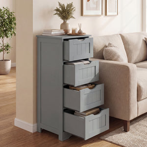 Floor Wooden Free Standing Storage Side Organizer for Bathroom-White