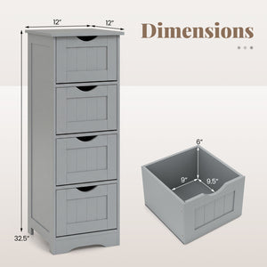 Floor Wooden Free Standing Storage Side Organizer for Bathroom-White