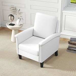 Floral Accent Chair Farmhouse Boho Armchair with Solid Wood Legs and High Back-Beige