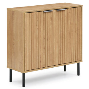 Fluted Buffet Cabinet with 2-Door Sideboard for Kitchen and Dining Room-Oak