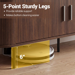 Fluted TV Stand for TVs up to 60" Mid Century Curved Entertainment Center-Walnut