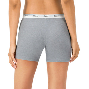 Hanes Womens Mid-Thigh Boxer Brief Pack, Stretch Cotton Underwear, 4-Pack Small Fashion Color Mix