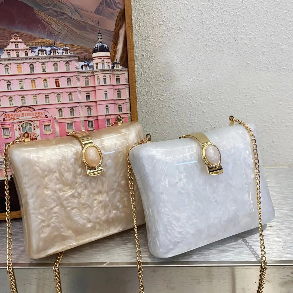 Luxury Pearl White Acrylic Evening Bag for Women