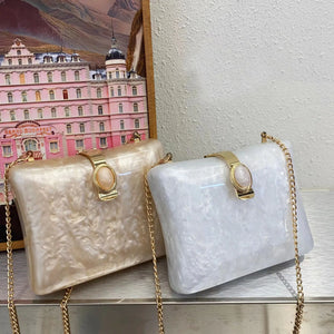 Luxury Pearl White Acrylic Evening Bag for Women