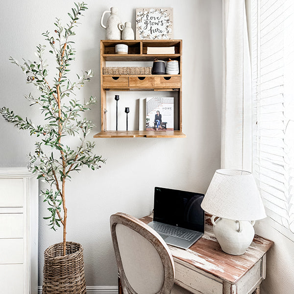 Rustic Oak Wood Fold Down Shelf