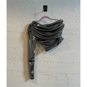Fold Over One Shoulder Top in Liquid Metal [Sizes S-L]