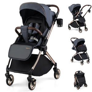 Foldable Baby Stroller with Reversible Handle-Gray