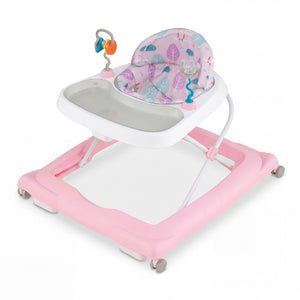 Foldable Baby Walker with Removable Seat and Adjustable Height for 6-12 Months-Pink