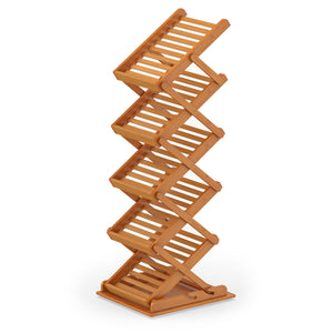 Foldable Bamboo Magazine Rack with 2 Adjustable Positions-Walnut