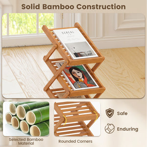 Foldable Bamboo Magazine Rack with 2 Adjustable Positions-Walnut