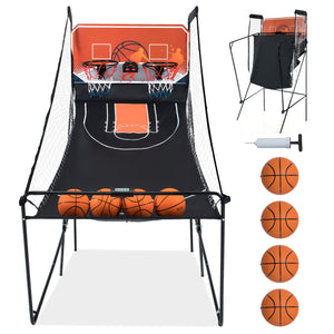 Foldable Basketball Arcade Game Kids Basketball Hoop Machine with 8 Exciting Playing Modes