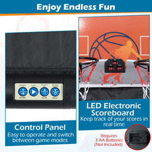 Foldable Basketball Arcade Game Kids Basketball Hoop Machine with 8 Exciting Playing Modes