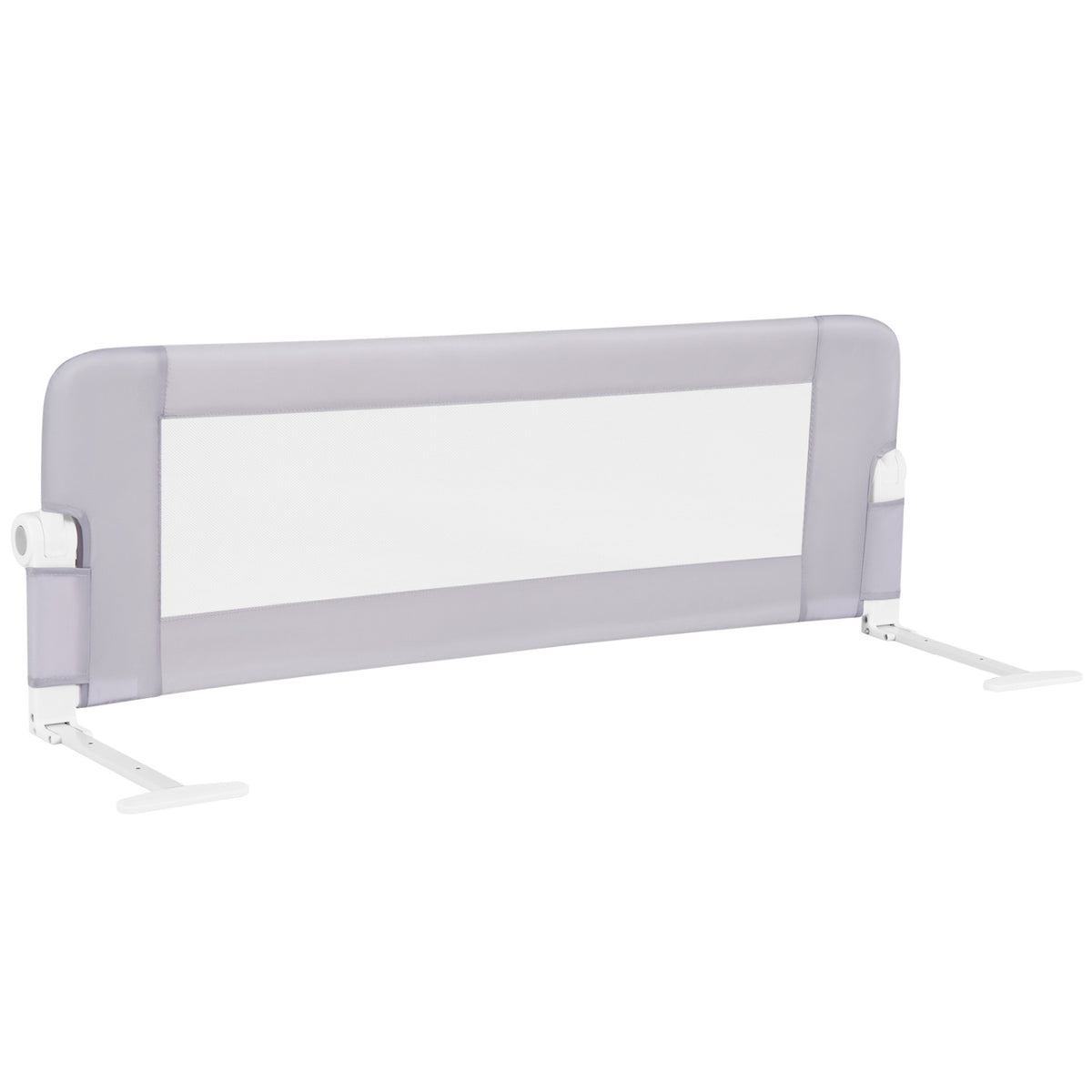 Foldable Bed Rail Swing Down Baby Bed Guard Rail-Light Gray