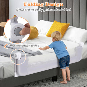 Foldable Bed Rail Swing Down Baby Bed Guard Rail-Light Gray