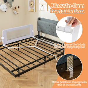 Foldable Bed Rail Swing Down Baby Bed Guard Rail-Light Gray