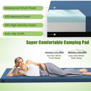 Foldable Camping Mattress with High density foam Cushion and Anti-slip Bottom-Navy
