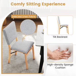 Foldable Dining Chair Set of 2 Armless Kitchen Chair with Padded Seat and Tilt Backrest-Gray