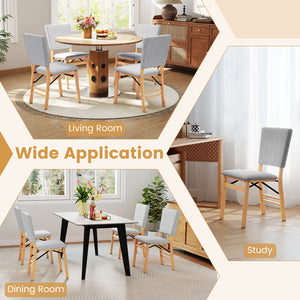 Foldable Dining Chair Set of 2 Armless Kitchen Chair with Padded Seat and Tilt Backrest-Gray