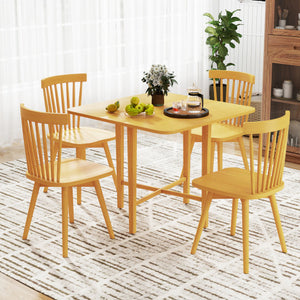 Foldable Dining Table for 2-4 People with Rubber Wood Legs for Small Space-Natural