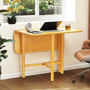 Foldable Dining Table for 2-4 People with Rubber Wood Legs for Small Space-Natural