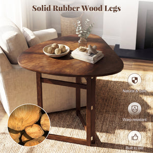 Foldable Dining Table 31.5" Triangular Small Kitchen Table for 2-Walnut