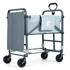 Foldable Dog Bath Cart with Adjustable Height & 4 Wheels for Pets-Gray