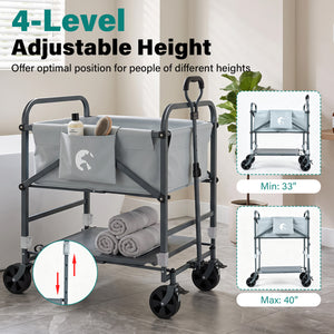 Foldable Dog Bath Cart with Adjustable Height & 4 Wheels for Pets-Gray
