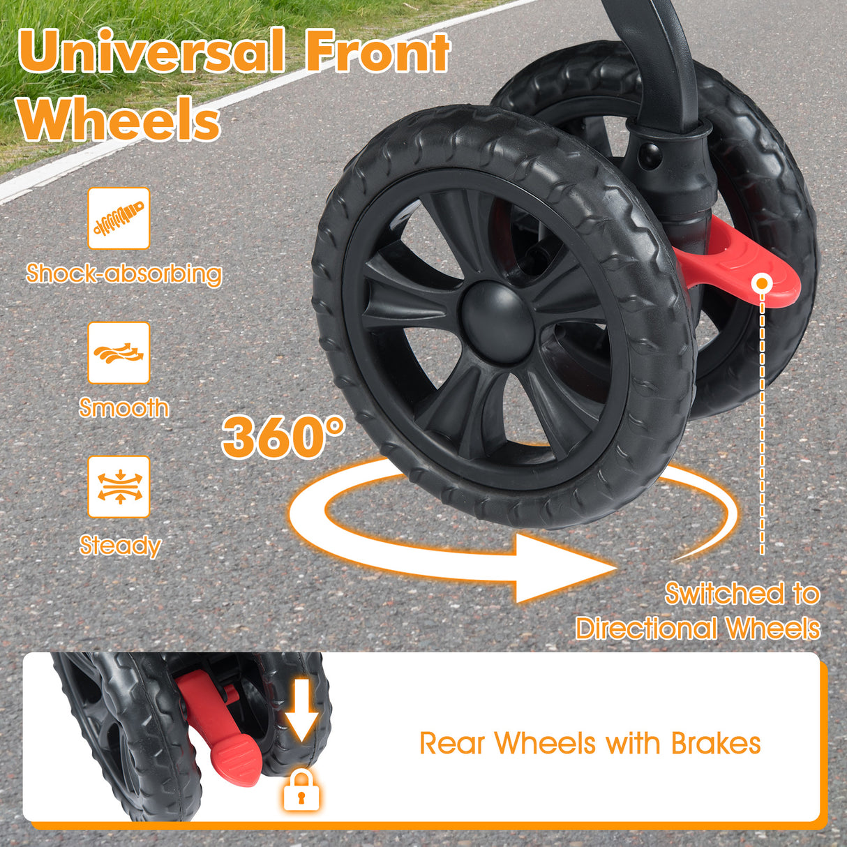 Foldable Double Pet Stroller with Adjustable Sunshade and Storage Basket-Gray