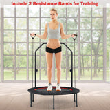 40 Inch Foldable Fitness Rebounder with Resistance Bands Adjustable Home-Red