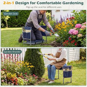 Foldable Garden Kneeler and Seat for Seniors Gardeners-Navy