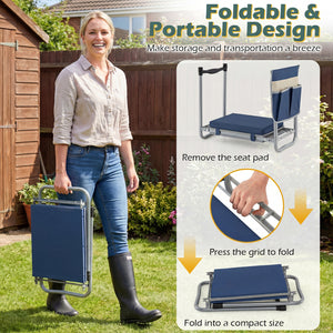 Foldable Garden Kneeler and Seat for Seniors Gardeners-Navy