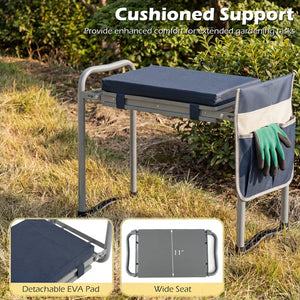 Foldable Garden Kneeler and Seat for Seniors Gardeners-Navy
