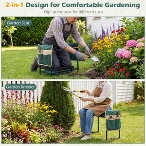 Foldable Garden Kneeler and Seat for Seniors Gardeners-Green