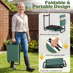 Foldable Garden Kneeler and Seat for Seniors Gardeners-Green