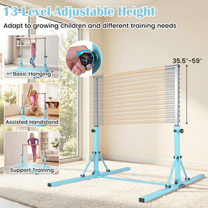 Foldable Gymnastics Bar for Kids with 3-Level Adjustable Heights-Green