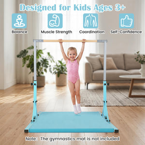 Foldable Gymnastics Bar for Kids with 3-Level Adjustable Heights-Green