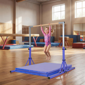 Foldable Gymnastics Bar for Kids with 3-Level Adjustable Heights-Purple