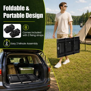 Foldable Outdoor Cook Station with Removable Shelves & Trash Bag Holder for Camping-Black