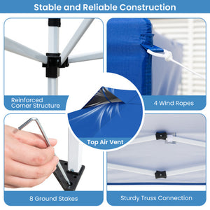 11 X 11 FT Pop Up Gazebo with Mesh Netting and Double Roof-Gray